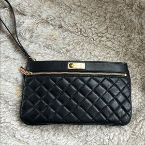 Michael Kors Black Quilted Leather Clutch